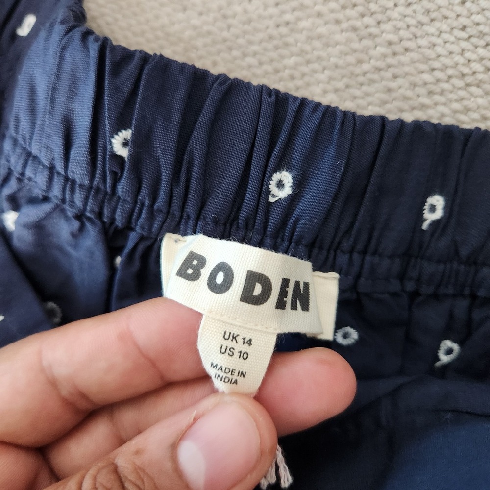 Boden Verity Broderie Poplin Skirt Navy Blue US 10 Midi Cotton R0914 NWT - Picture 5 of 9